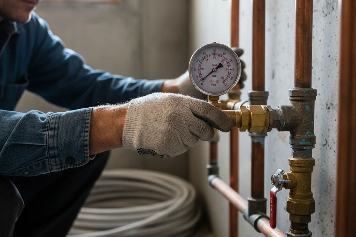 Pressure testing a repaired line during Water Line Repair in Bonita Springs